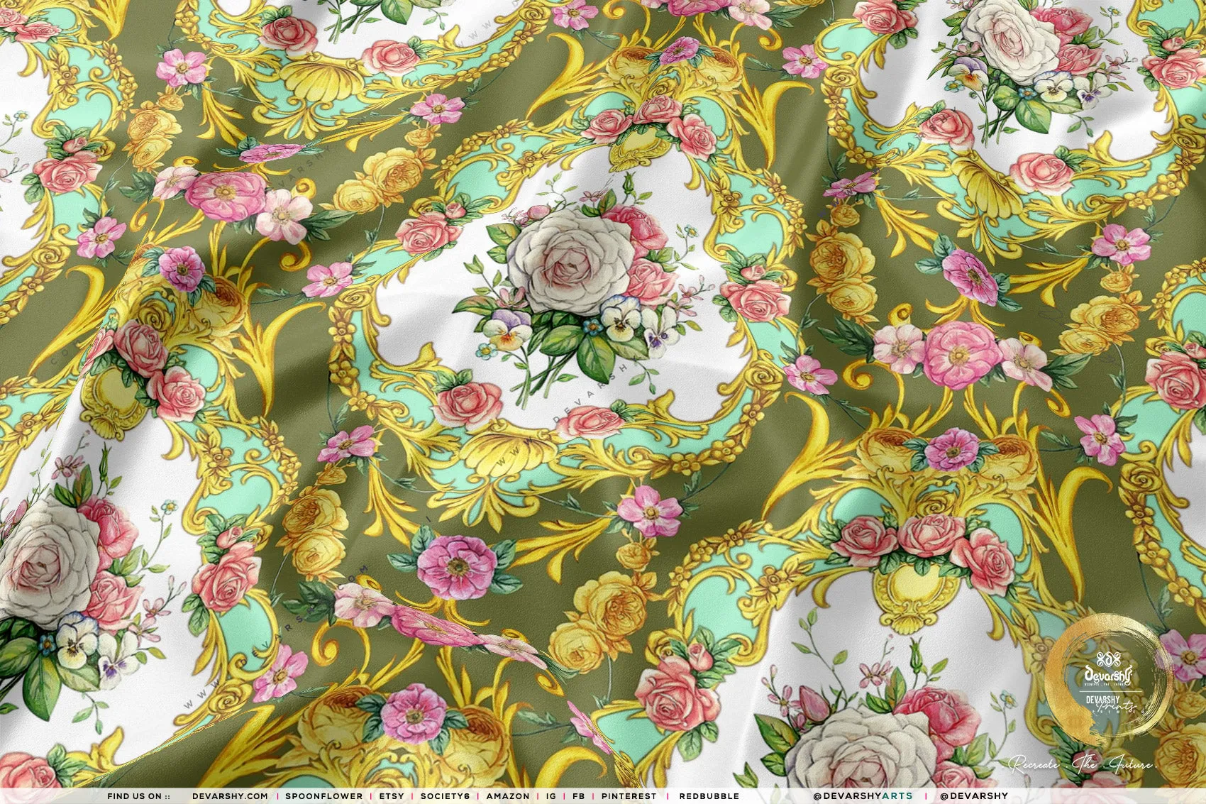 Decorative Florals Apparel Fabric 3Meters , 6 Designs | 8 Fabrics Option | Baroque Fabric By the Yard | 046