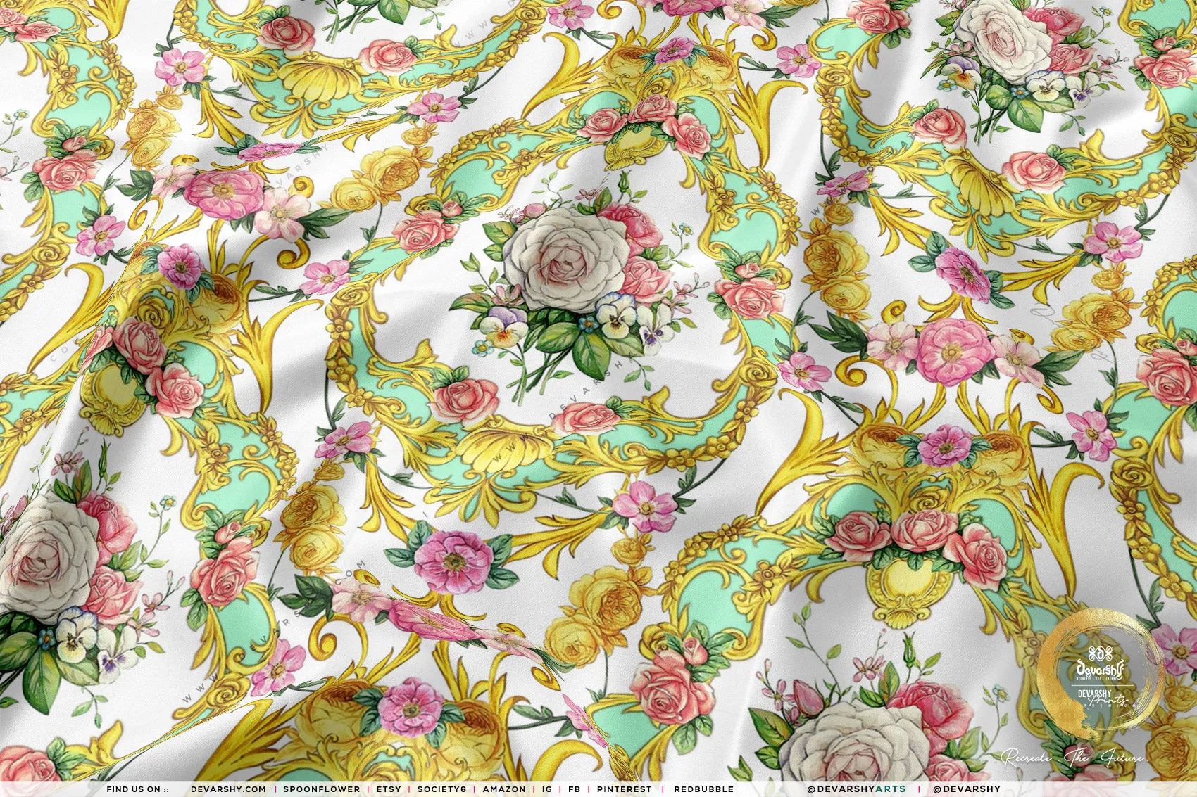 Decorative Florals Apparel Fabric 3Meters , 6 Designs | 8 Fabrics Option | Baroque Fabric By the Yard | 046