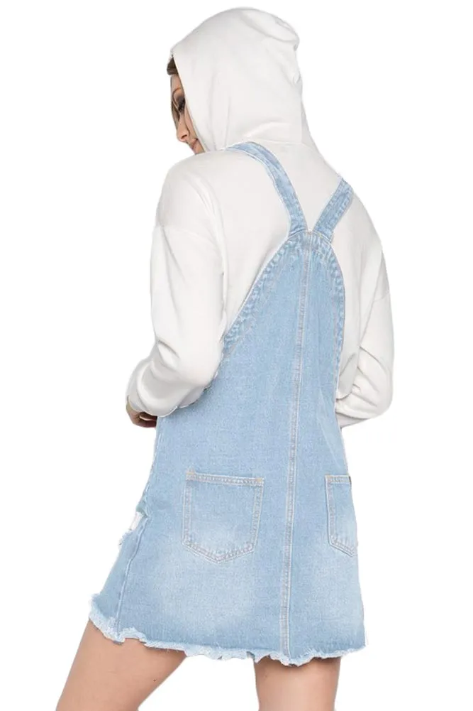 Destroyed Denim Overall Dress