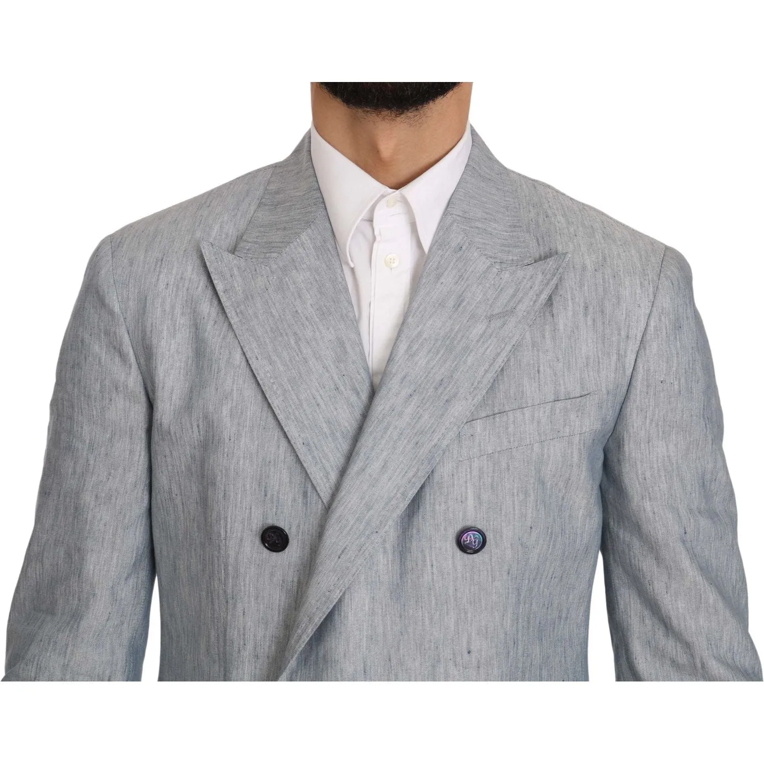 Dolce & Gabbana Elegant Light Blue Double Breasted Blazer