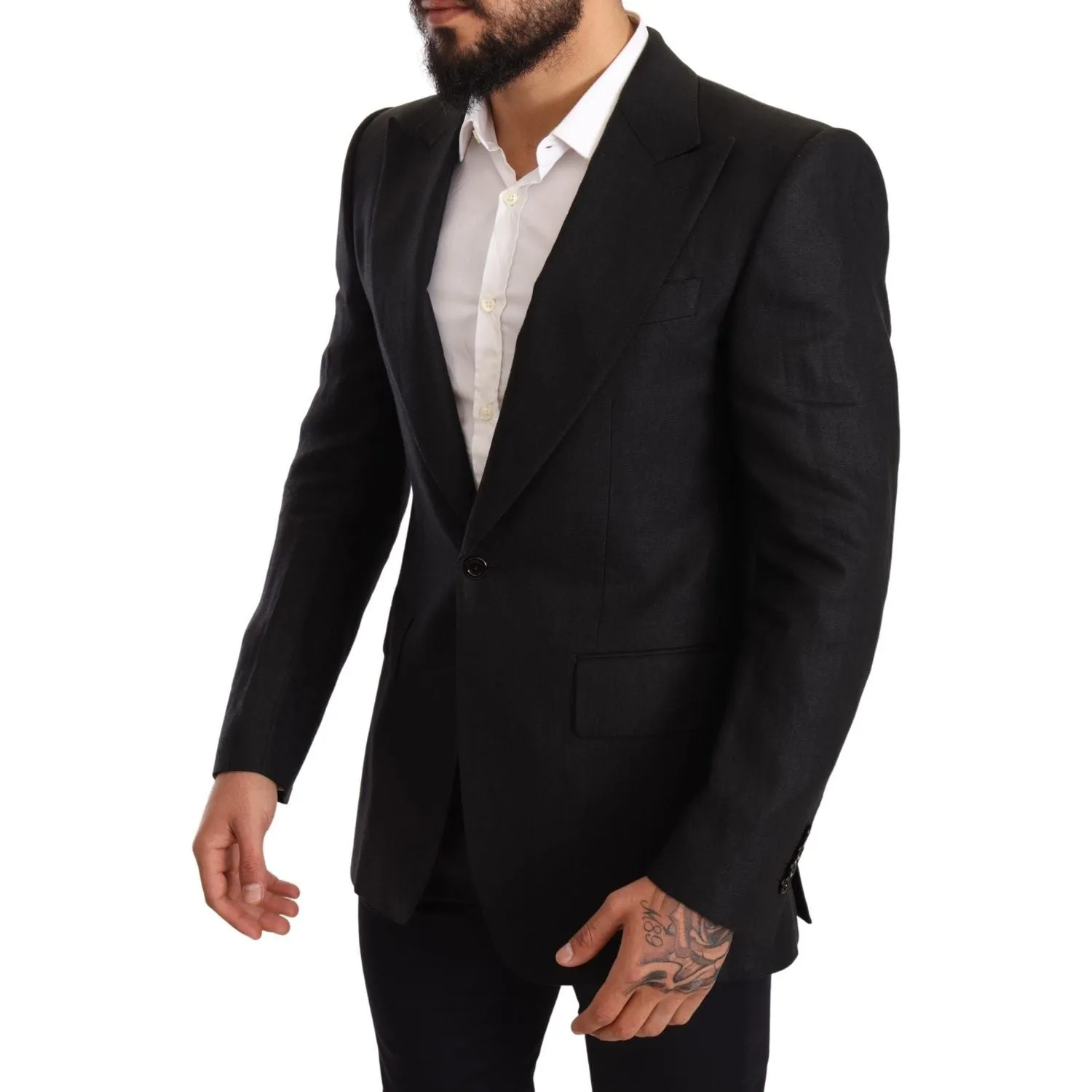 Dolce & Gabbana Elegant Slim Fit Black Linen Blazer