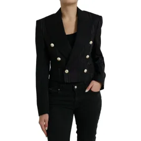 Dolce & Gabbana Elegant Striped Double Breasted Wool Blazer