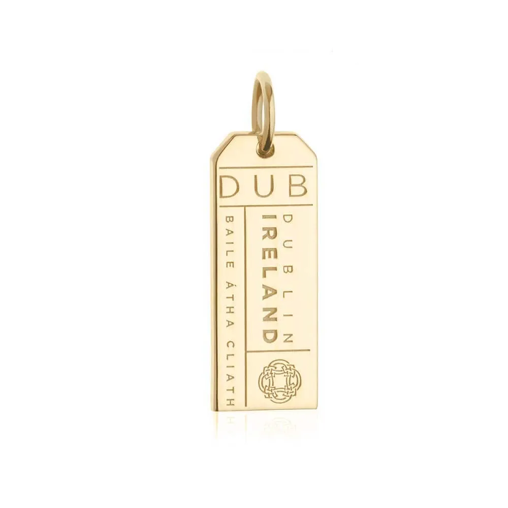 Dublin Ireland DUB Luggage Tag Charm Gold