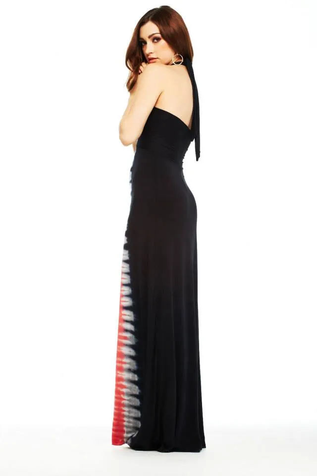 E-Motions Halter Maxi Dress Black Pink Tie Dye