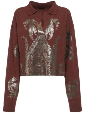 Etro   Printed wool polo sweater 