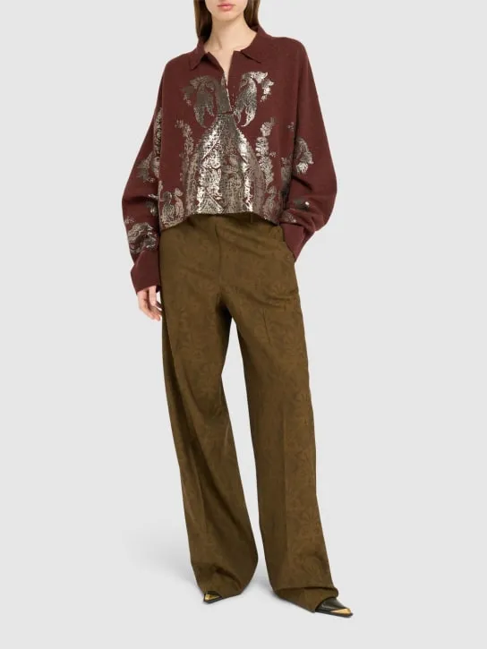 Etro   Printed wool polo sweater 