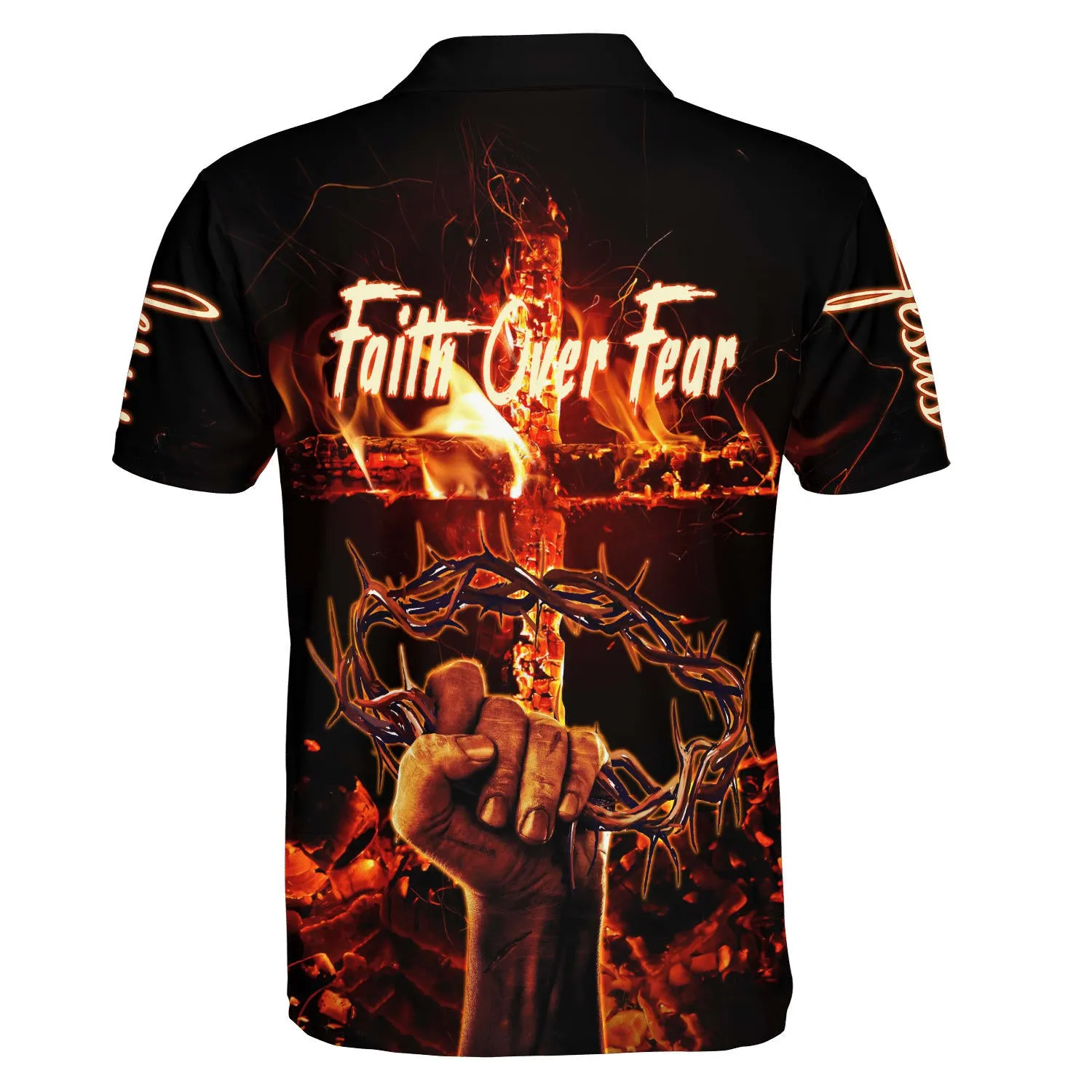 Faith Over Fear Picture Jesus Polo Shirt - Christian Shirts & Shorts