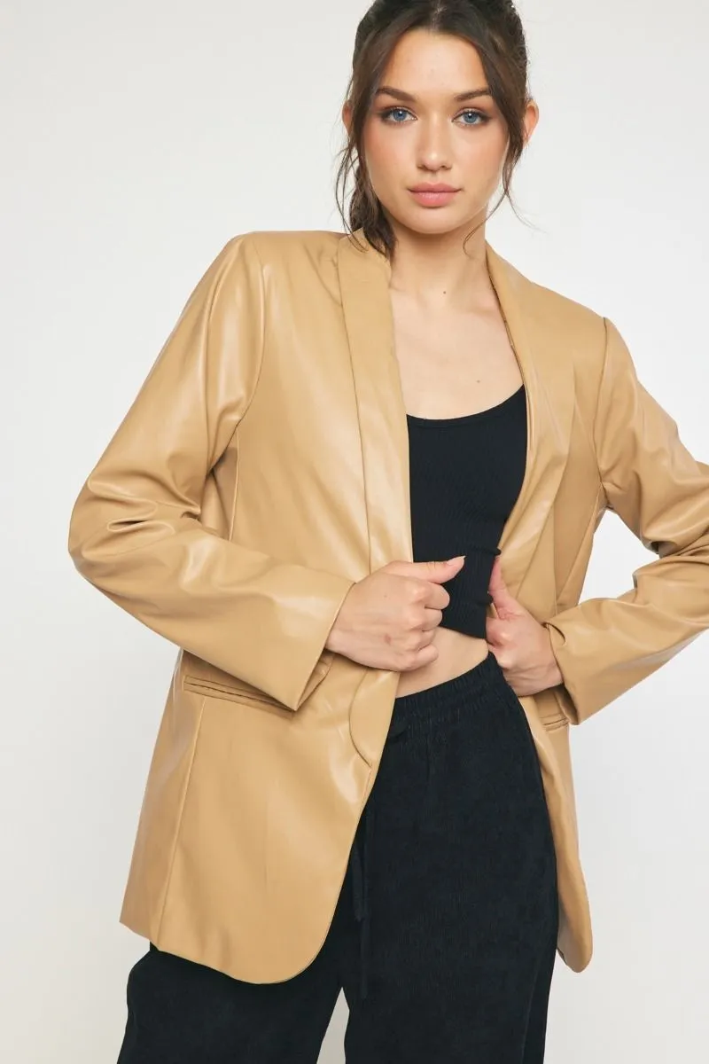 Faux Leather Blazer