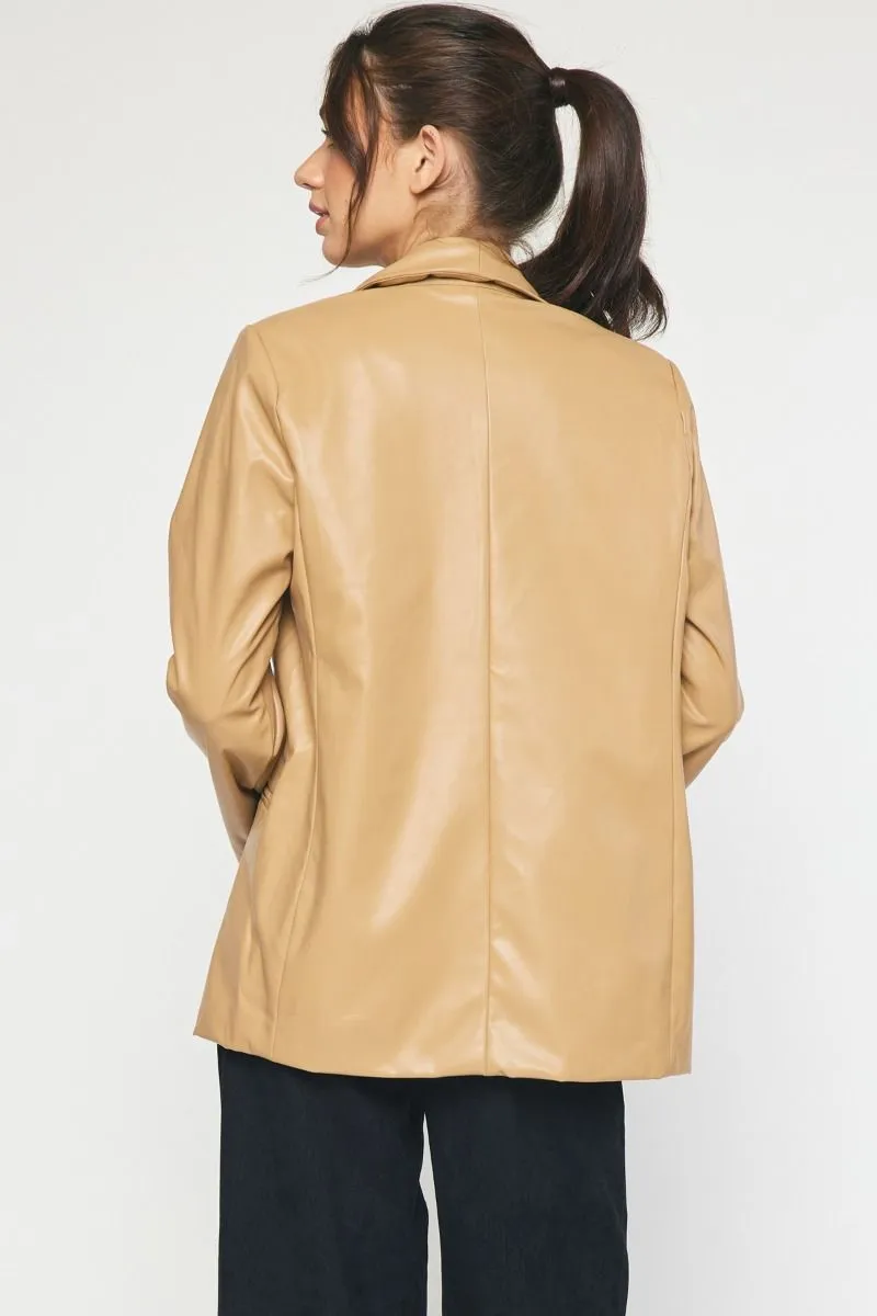 Faux Leather Blazer