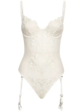 Fleur Du Mal   Floral bow embroidered bodysuit 