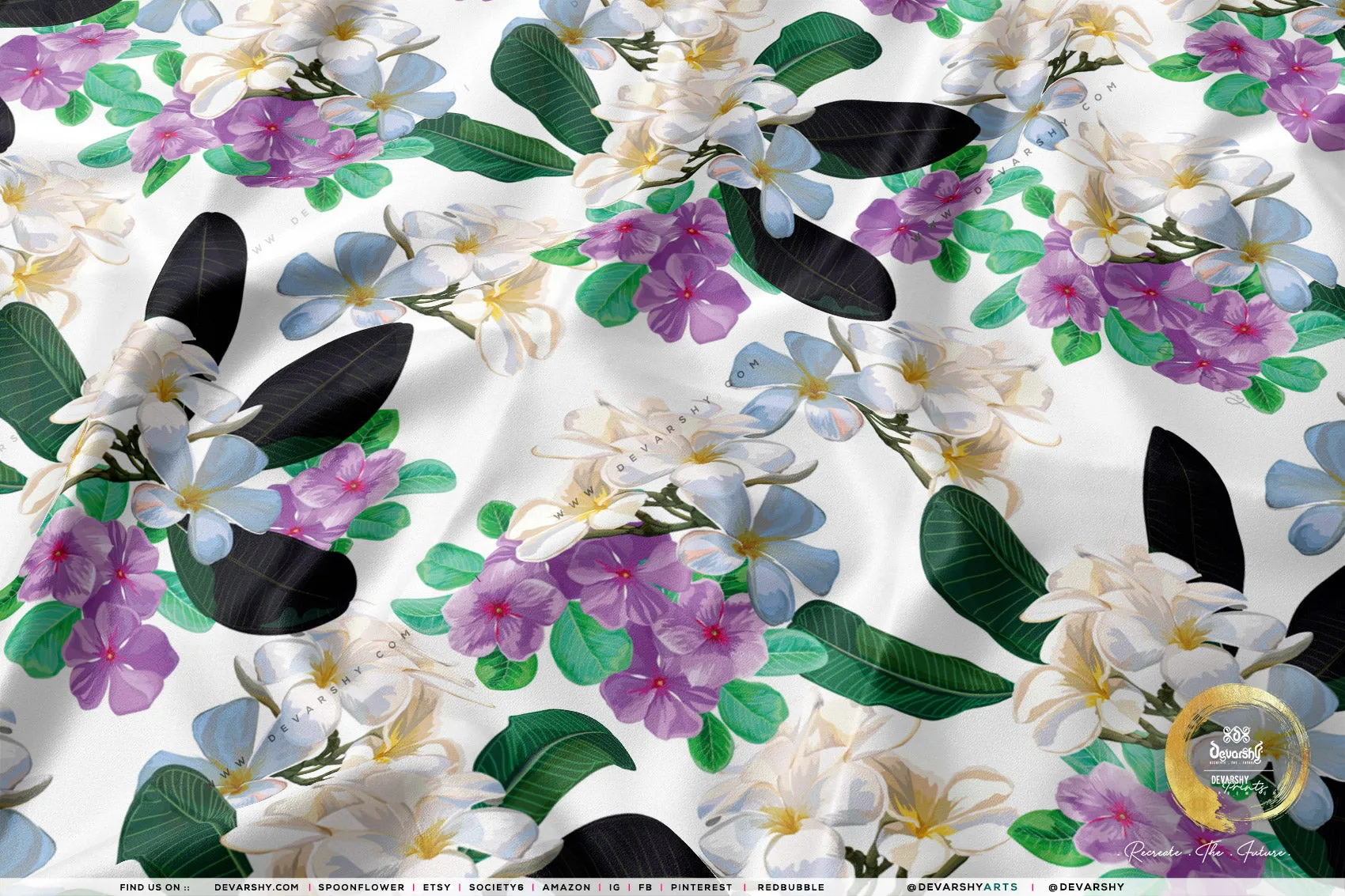 Floral Print Apparel Fabric 3Meters , 9 Designs | 8 Fabrics Option | Fabric By the Yard | D20183