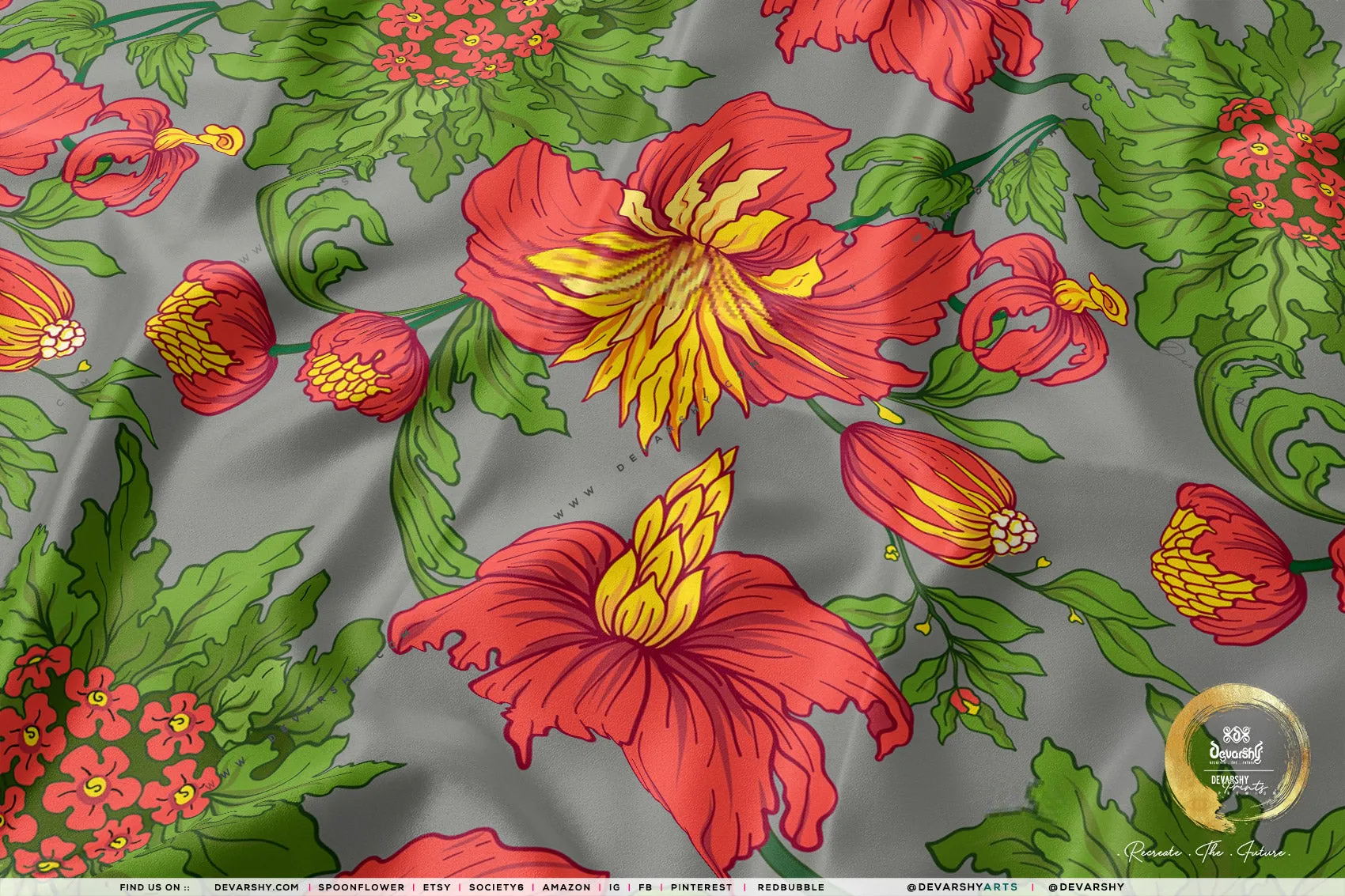 Floral Print Apparel Fabric 3Meters , 9 Designs | 8 Fabrics Option | Fabric By the Yard | D20183