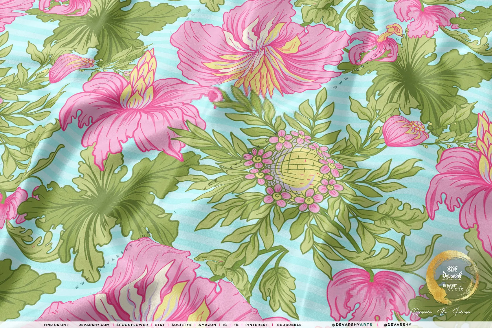 Floral Print Apparel Fabric 3Meters , 9 Designs | 8 Fabrics Option | Fabric By the Yard | D20183