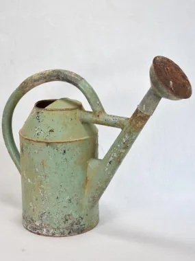 French watering can with green patina