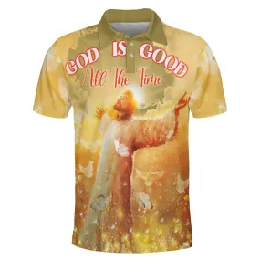 God Is Good All The Time Jesus And Butterfly Polo Shirt - Christian Shirts & Shorts