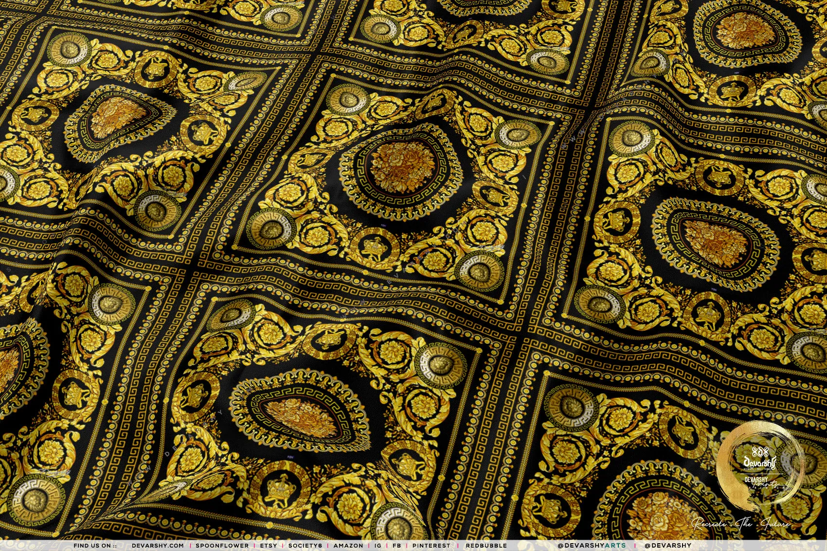 Gold Medallion Apparel Fabric 3Meters , 9 Designs | 8 Fabrics Option | Fabric By the Yard | 030