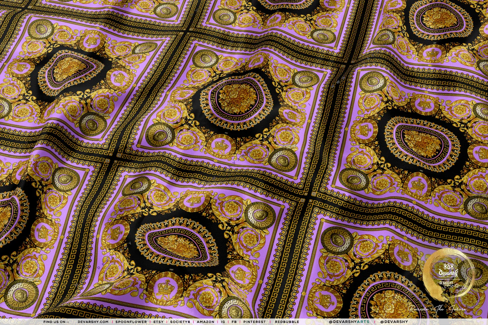 Gold Medallion Apparel Fabric 3Meters , 9 Designs | 8 Fabrics Option | Fabric By the Yard | 030