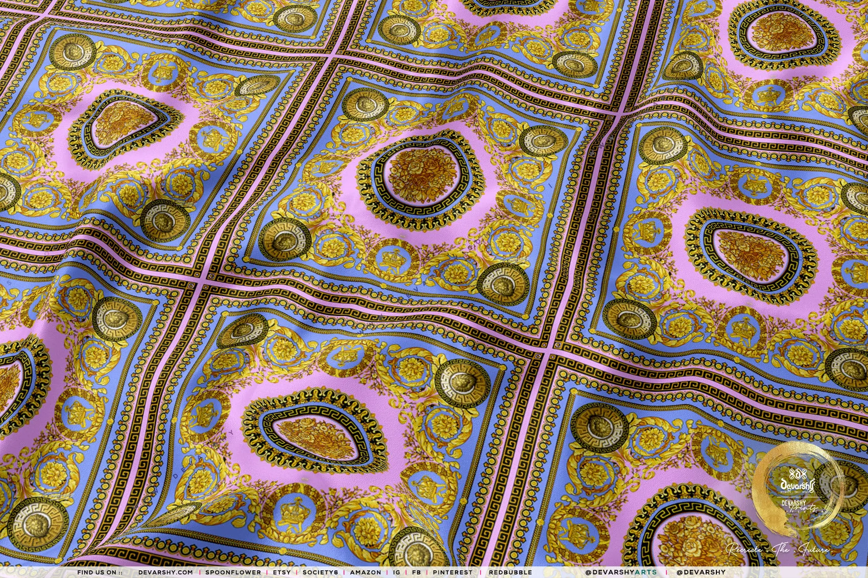 Gold Medallion Apparel Fabric 3Meters , 9 Designs | 8 Fabrics Option | Fabric By the Yard | 030