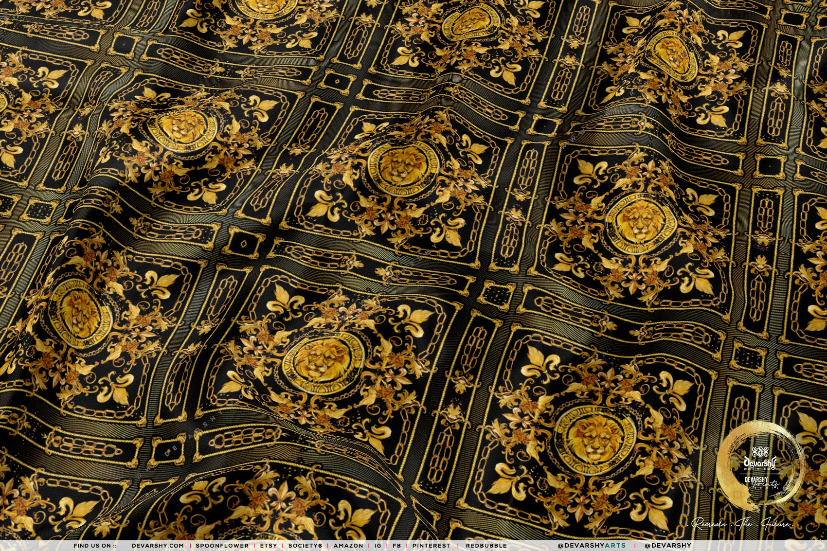 Golden Lion Apparel Fabric 3Meters , 9 Designs | 8 Fabric Options | Baroque Fabric By the Yard | D20332