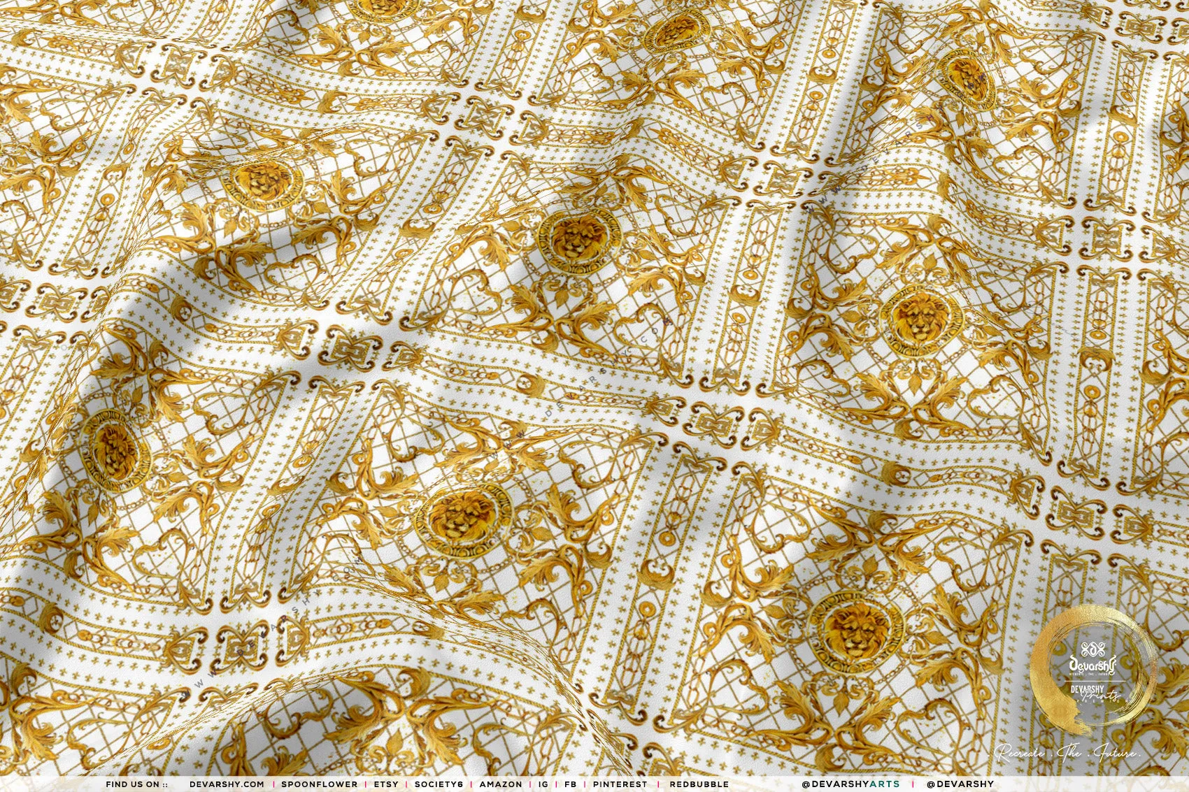 Golden Lion Apparel Fabric 3Meters , 9 Designs | 8 Fabric Options | Baroque Fabric By the Yard | D20332