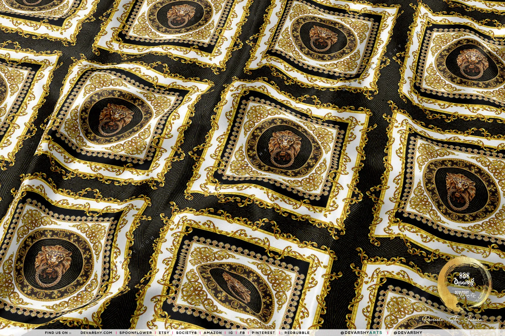 Golden Squares Apparel Fabric 3Meters , 6 Designs | 8 Fabrics Option | Baroque Fabric By the Yard | 039