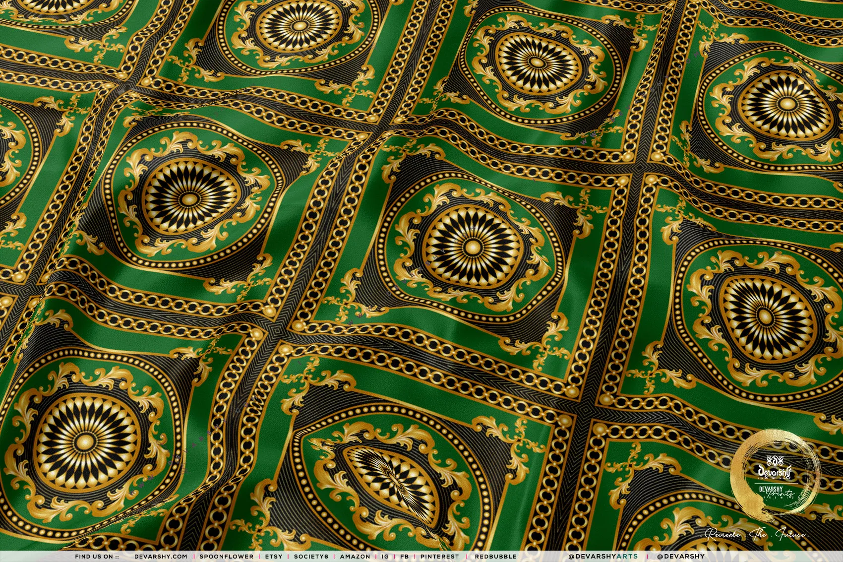 Golden Squares Apparel Fabric 3Meters , 6 Designs | 8 Fabrics Option | Baroque Fabric By the Yard | 039