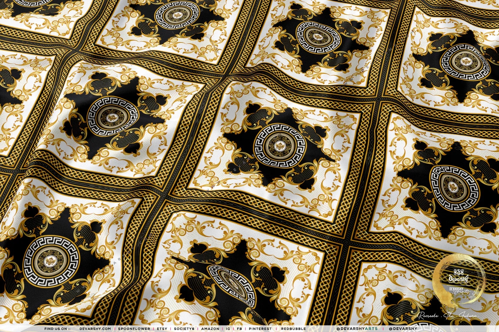 Golden Squares Apparel Fabric 3Meters , 6 Designs | 8 Fabrics Option | Baroque Fabric By the Yard | 039