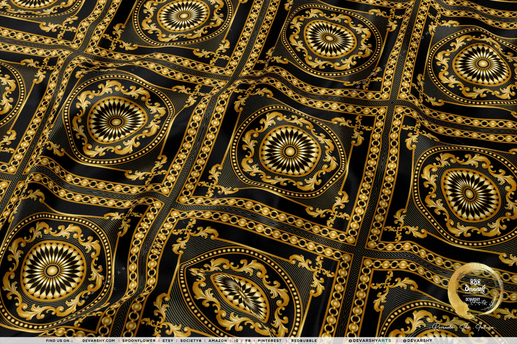 Golden Squares Apparel Fabric 3Meters , 6 Designs | 8 Fabrics Option | Baroque Fabric By the Yard | 039