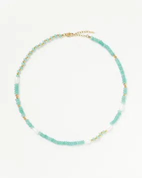 Good Vibes Satellite Pearl Beaded Choker | 18ct Gold Plated/Pearl & Turquoise Quartzite