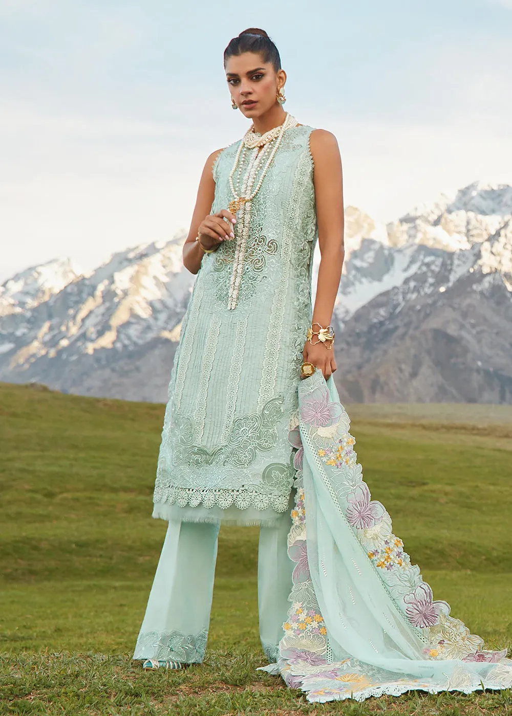 Green Lawn Suit - Saira Shakira X Crimson Luxury Lawn '23 - Pleated Perfection - D4A