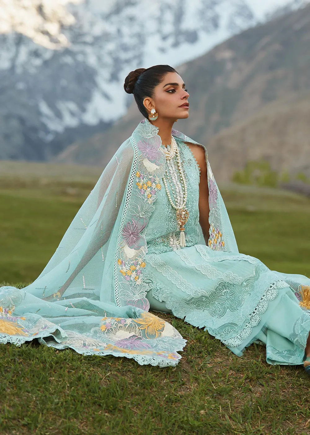 Green Lawn Suit - Saira Shakira X Crimson Luxury Lawn '23 - Pleated Perfection - D4A