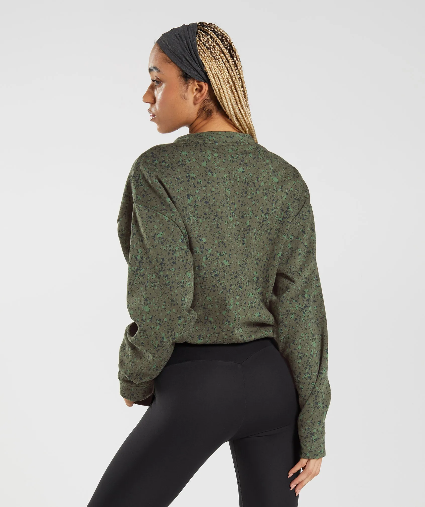 Gymshark Mineral Print Sweatshirt - Core Olive