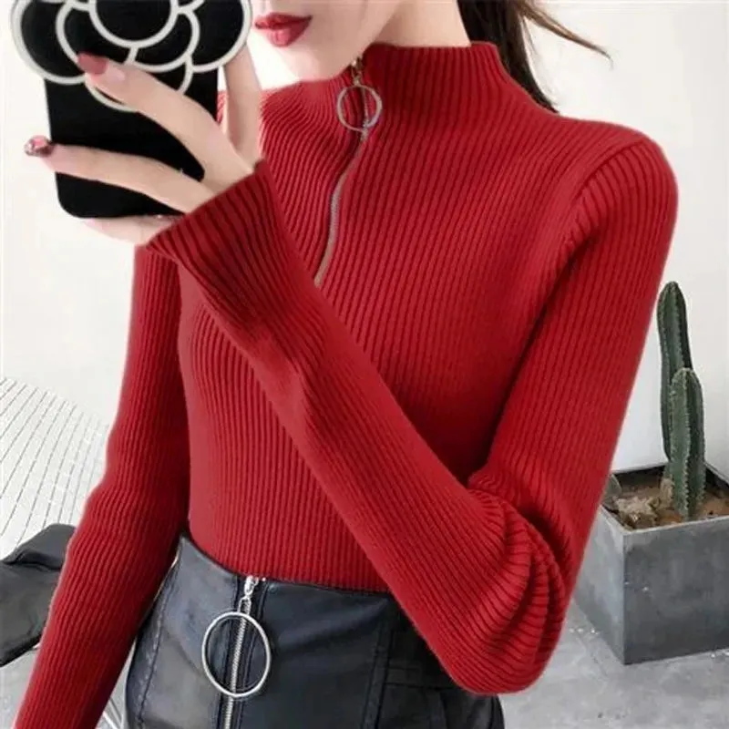 Half Zipper Neck Jumper Sweater