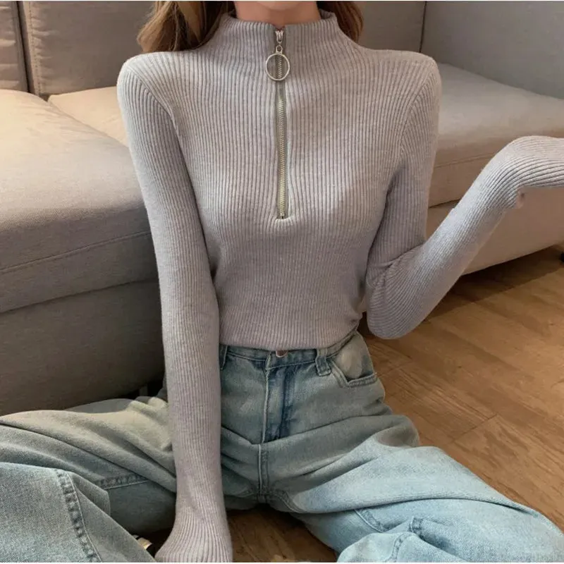 Half Zipper Neck Jumper Sweater