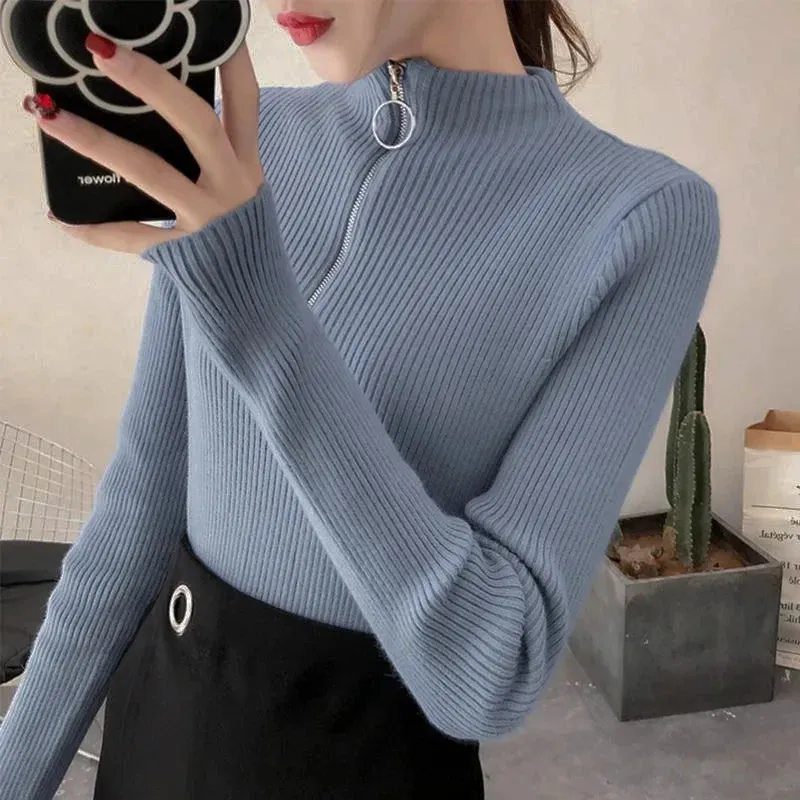 Half Zipper Neck Jumper Sweater