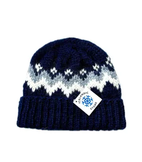 Handknitted Icelandic Wool Hat - Navy Blue