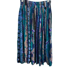 ID # 4U Vintage Women's Hand Made Boho Prairie Floral Print Full Maxi Skirt - S