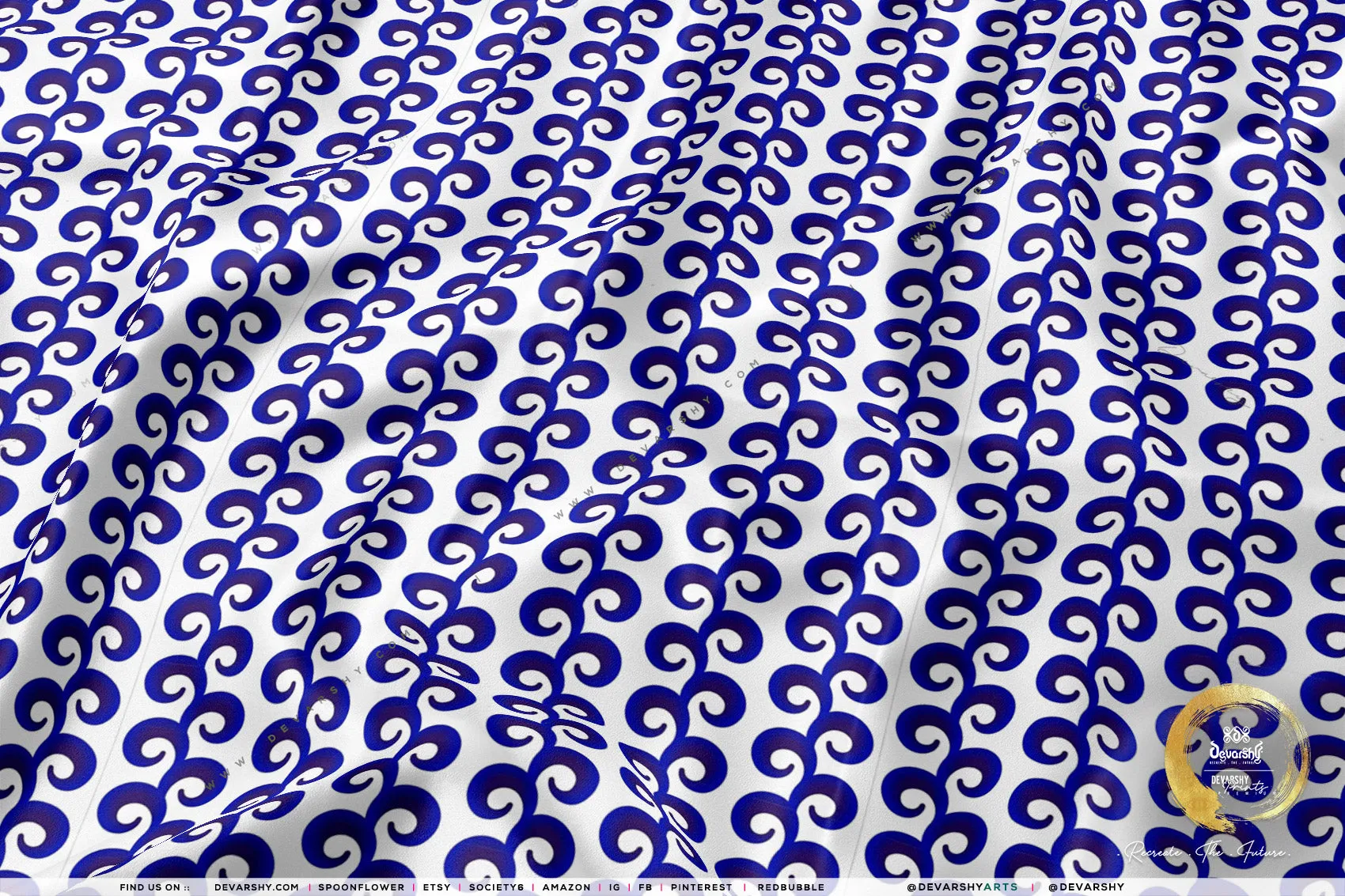 Indigo Pattern Apparel Fabric 3Meters , 9 Designs | 8 Fabrics Option | Fabric By the Yard | 034