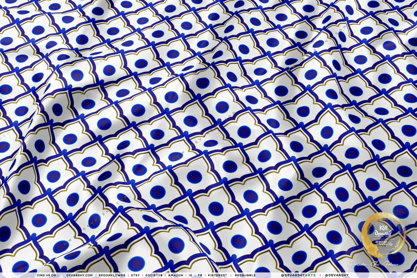 Indigo Pattern Apparel Fabric 3Meters , 9 Designs | 8 Fabrics Option | Fabric By the Yard | 034