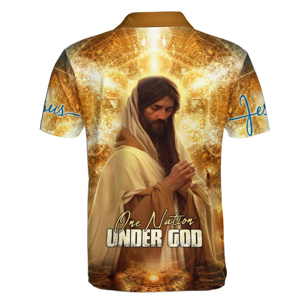 Jesus Christ Pray One Nation Under God Polo Shirt - Christian Shirts & Shorts