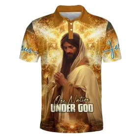 Jesus Christ Pray One Nation Under God Polo Shirt - Christian Shirts & Shorts