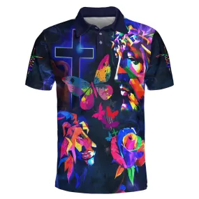 Jesus Lion Butterfly Polo Shirt - Christian Shirts & Shorts