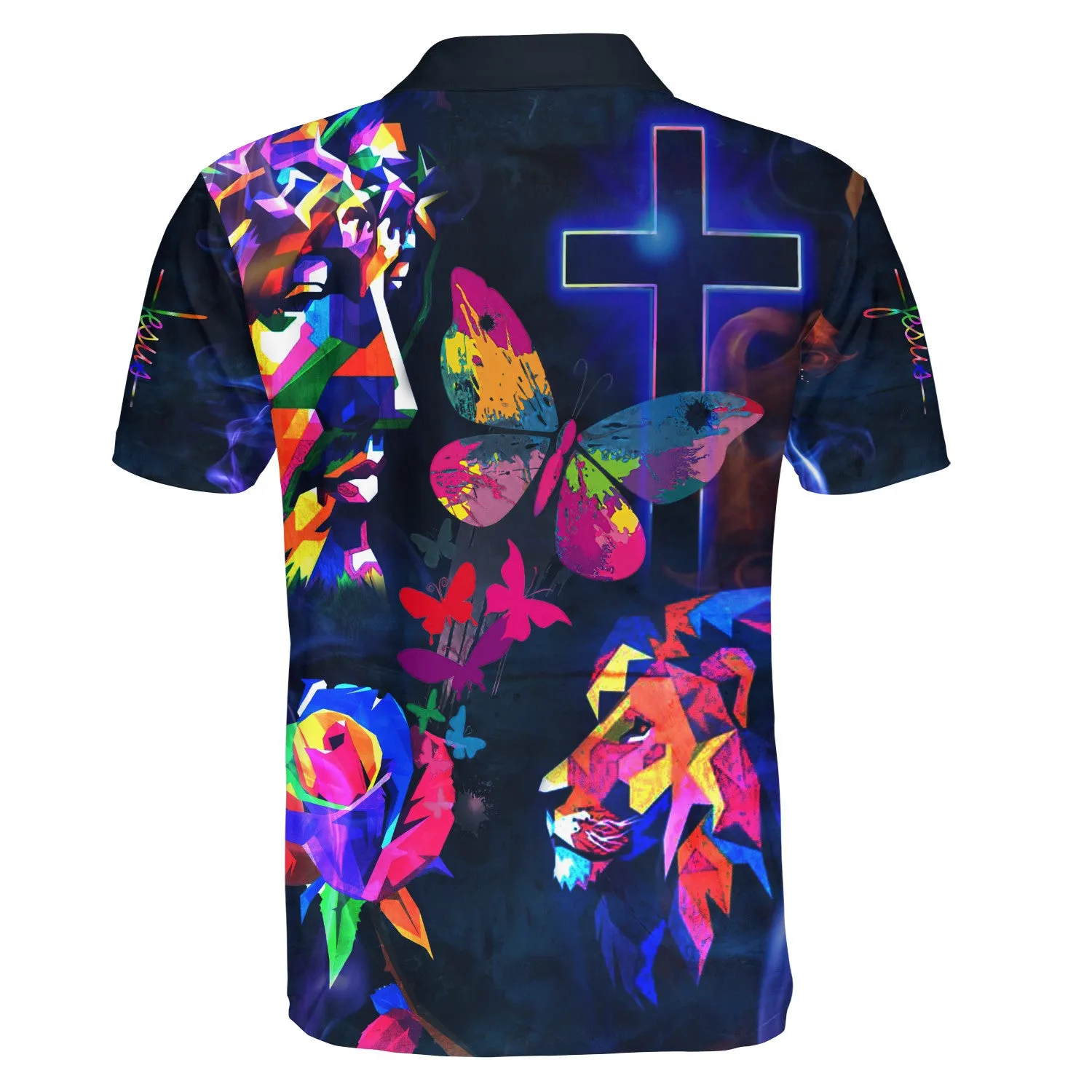 Jesus Lion Butterfly Polo Shirt - Christian Shirts & Shorts