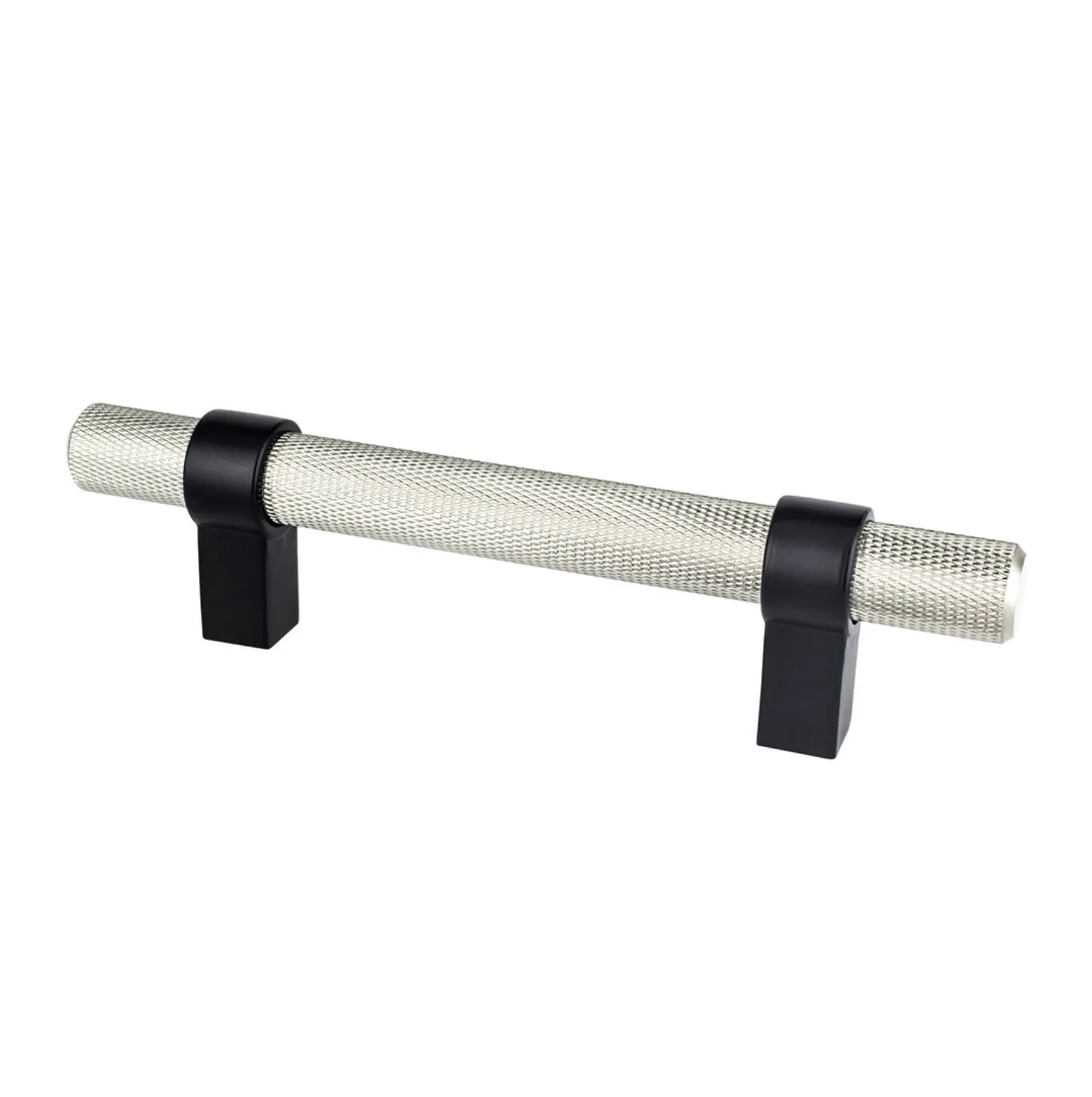 Knurled "Prelude" Matte Black and Brushed Nickel Cabinet Knobs and Drawer Pulls