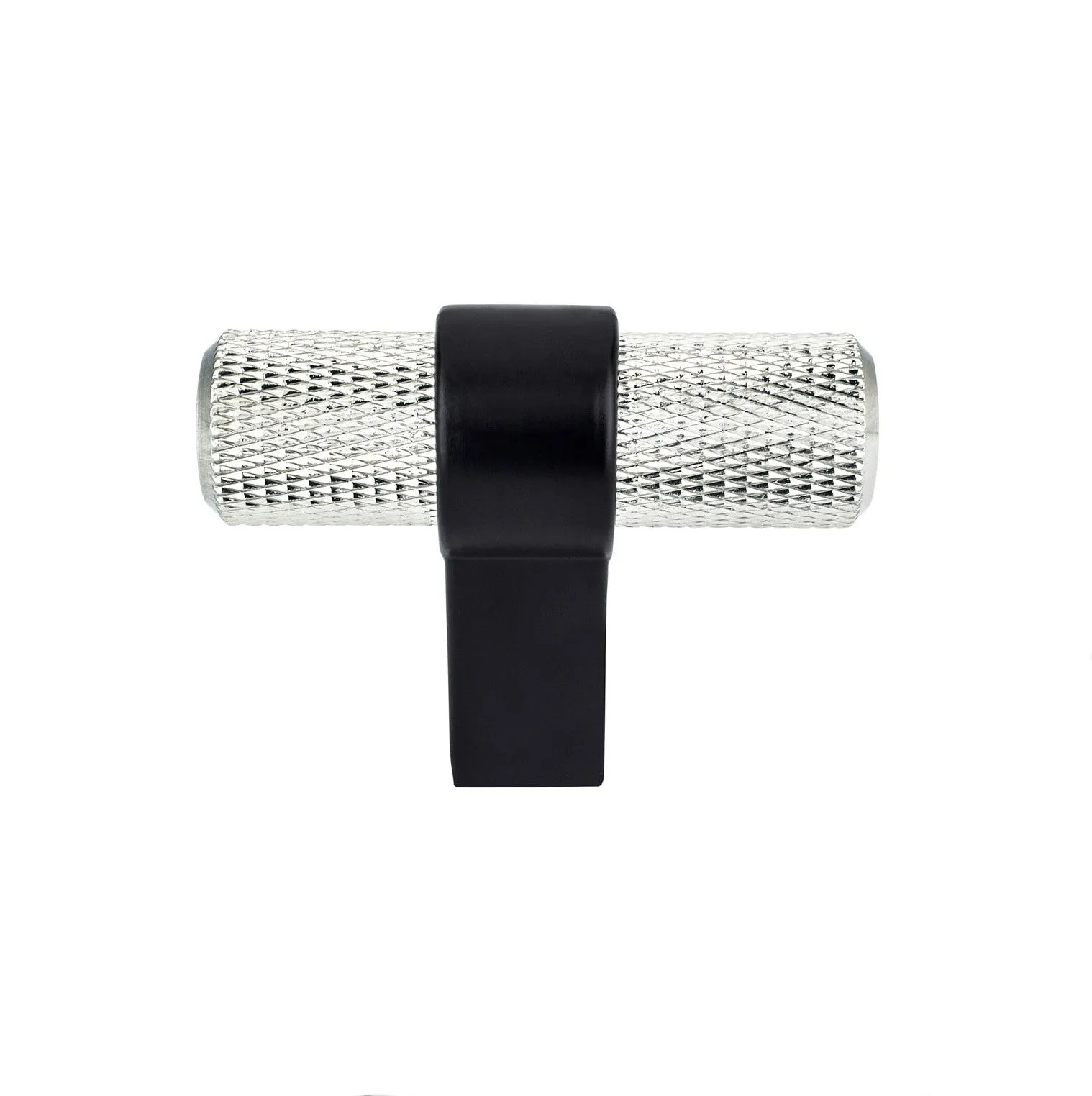 Knurled "Prelude" Matte Black and Brushed Nickel Cabinet Knobs and Drawer Pulls