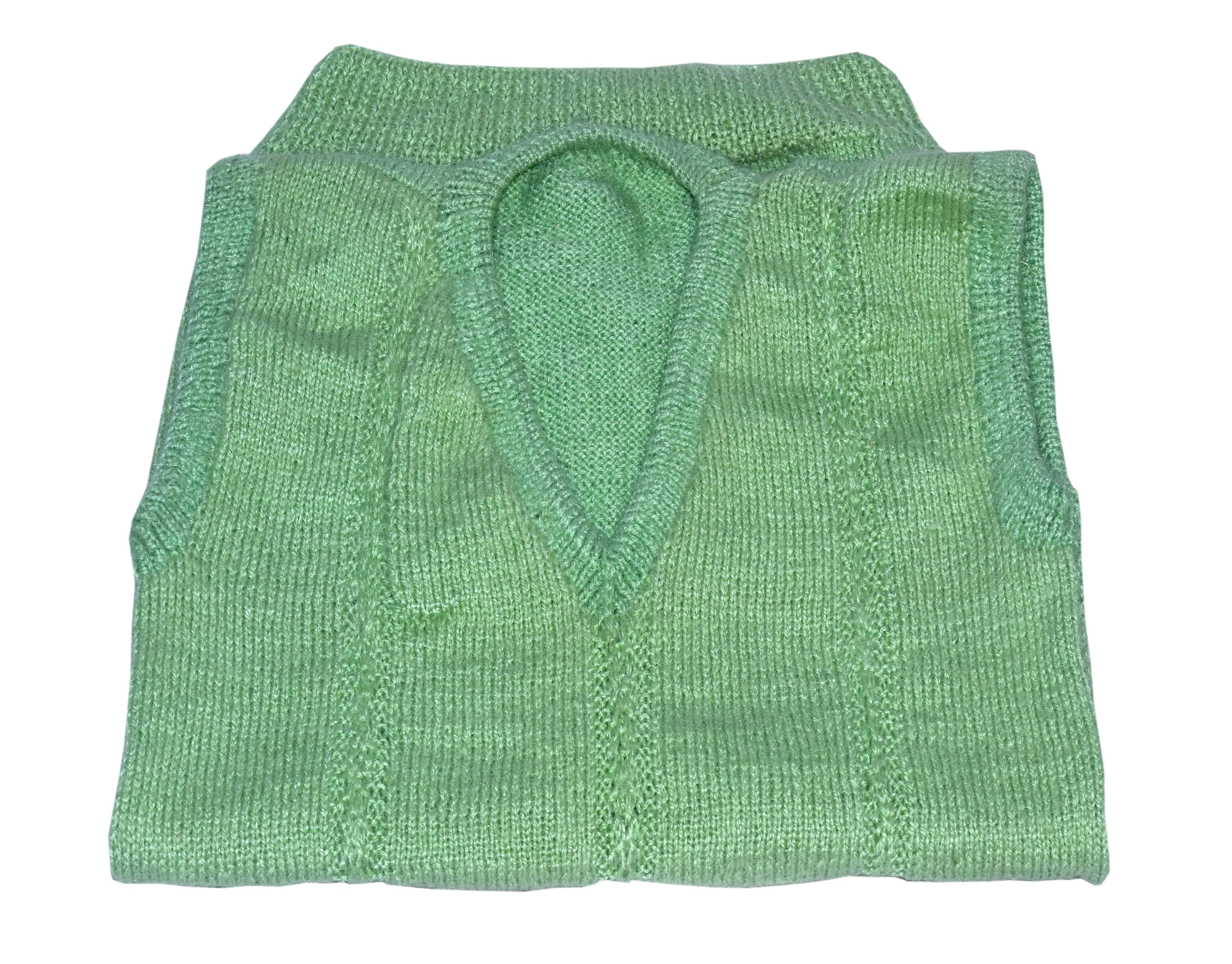 Light Green handmade woolen sleevless sweater free size for Men