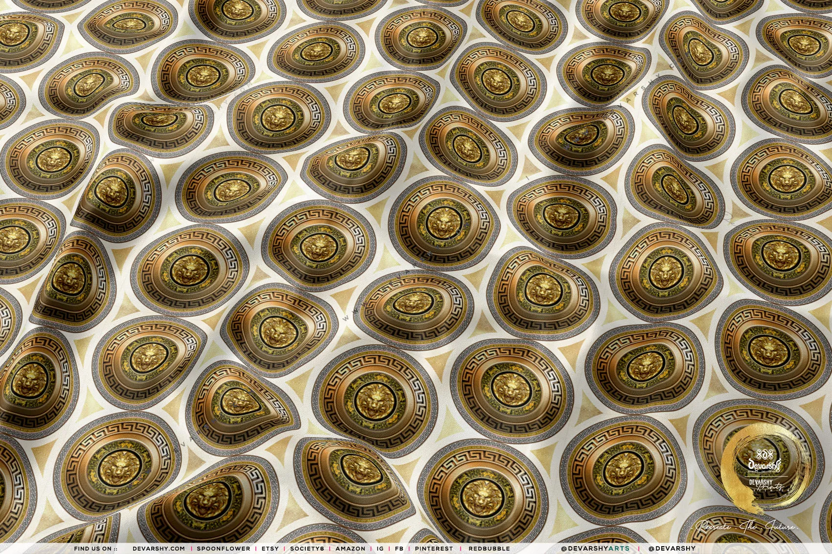 Lion Medallions Apparel Fabric 3Meters  | 3 Designs | 8 Fabrics Option | Fabric By the Yard | 059