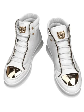 Men's High Top Sneakers Trendy Gold Accents