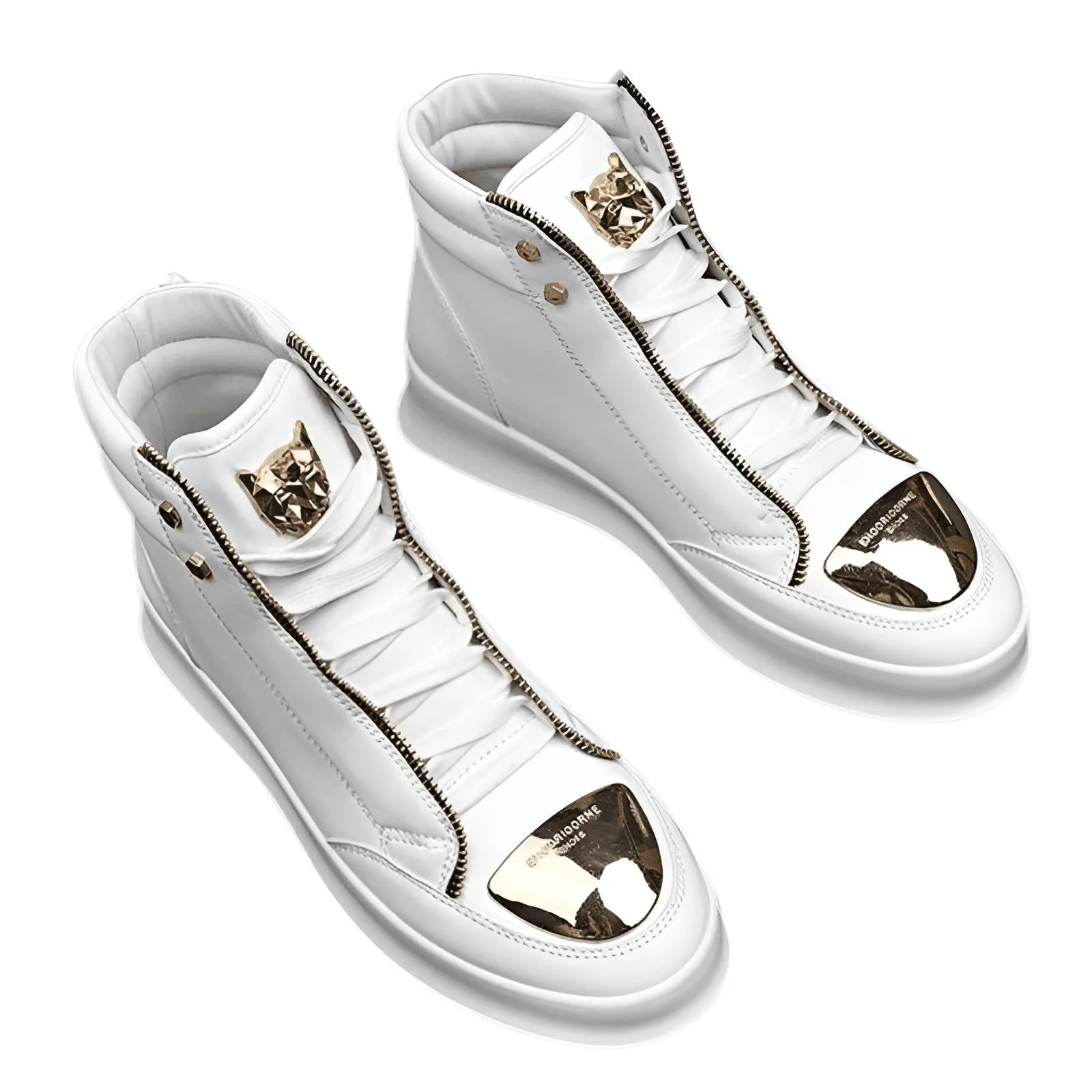 Men's High Top Sneakers Trendy Gold Accents