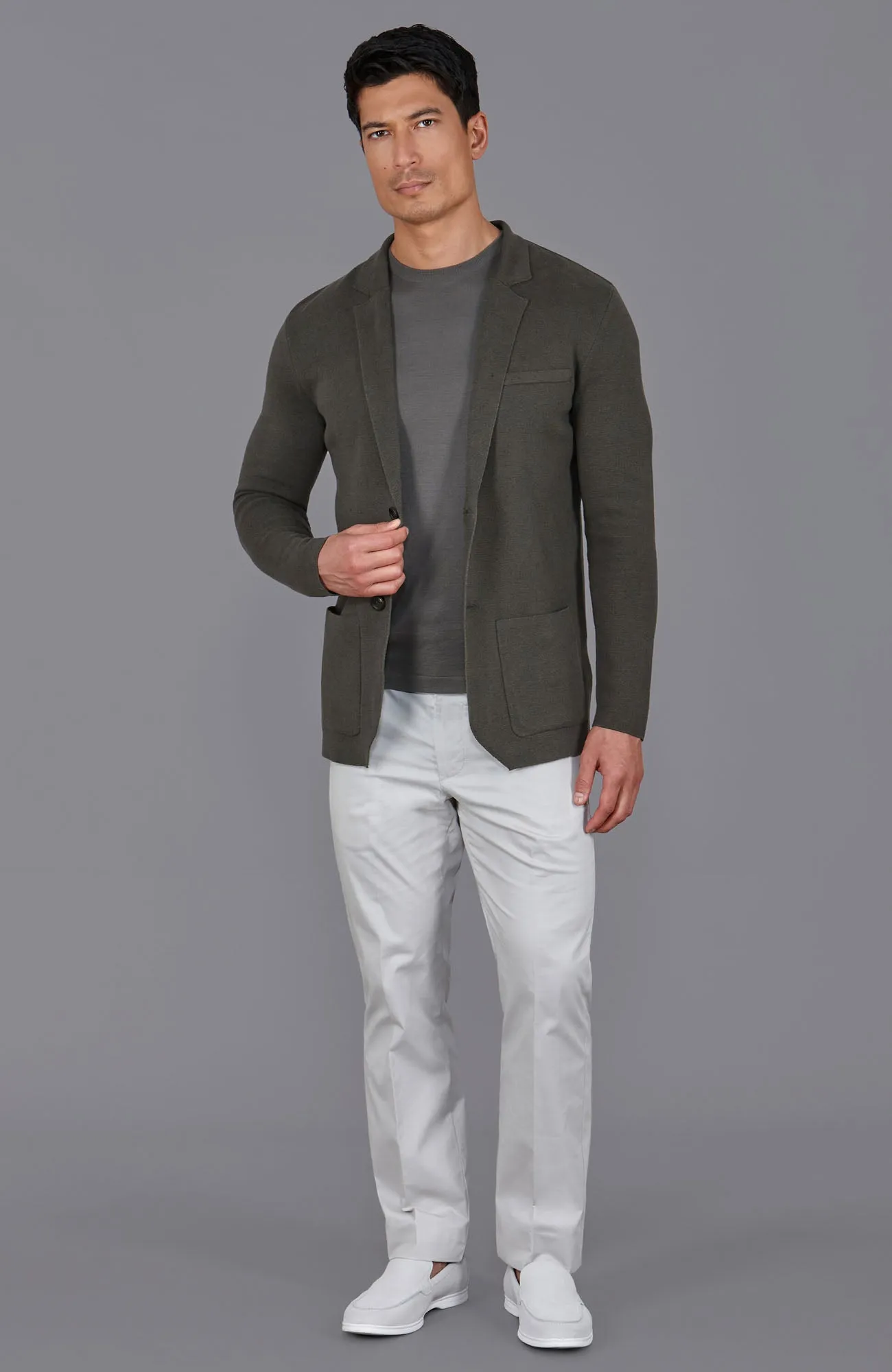 Mens Lightweight Organic Cotton Linen Knitted Blazer